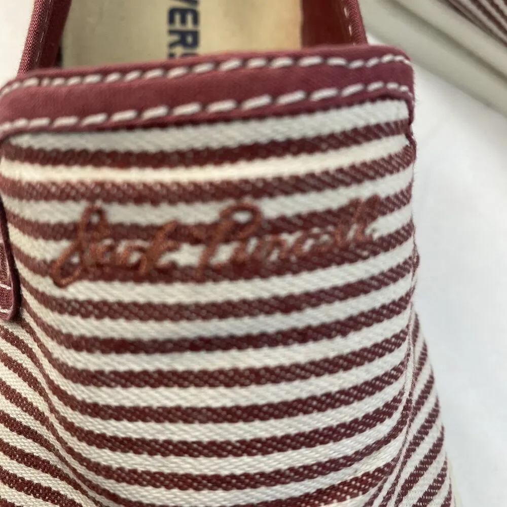 Converse Jack Purcell Sneaker Size M-7 W-8.5 Red/White Stripe Canvas Slip-On